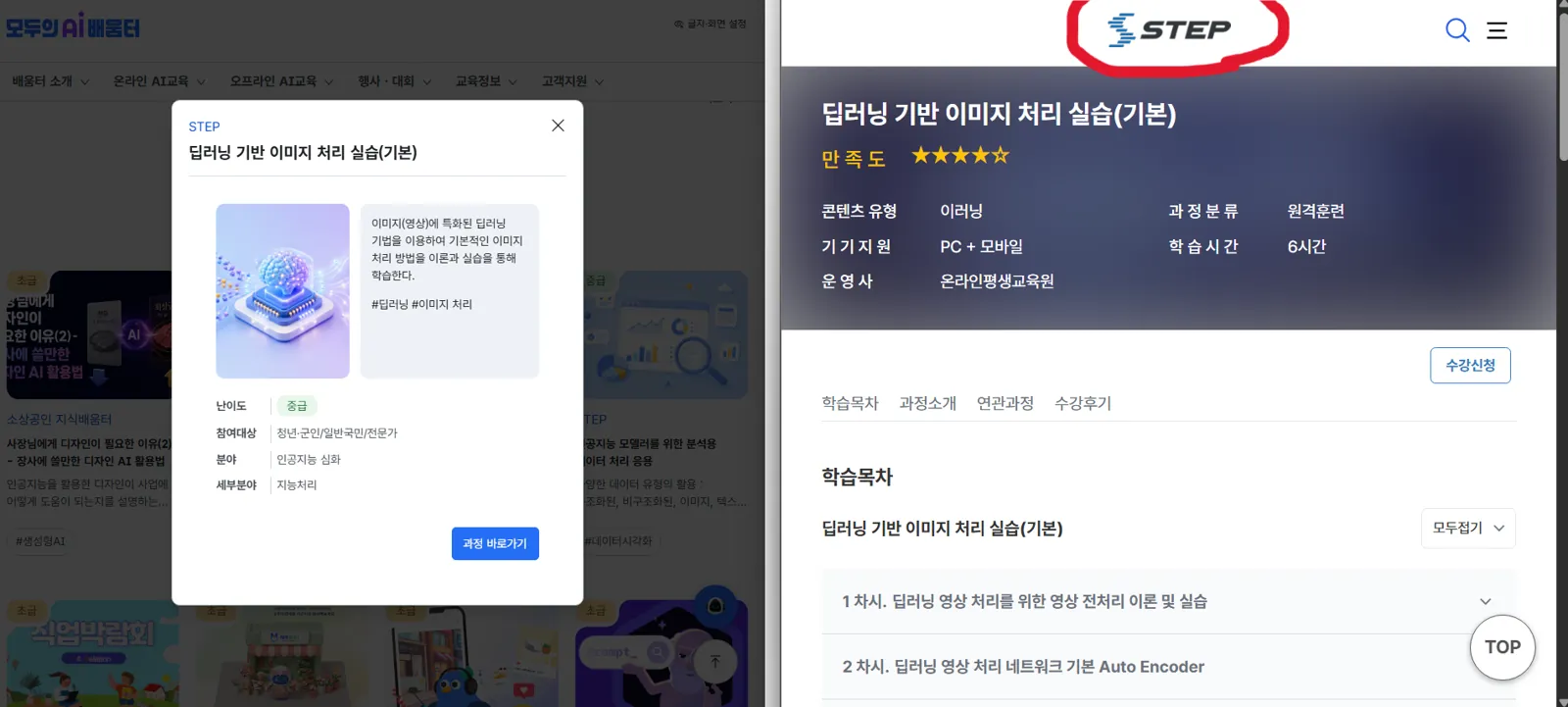 모두의 AI 배움터에서 STEP 딥러닝 이미지 처리 실습 과정 바로가기